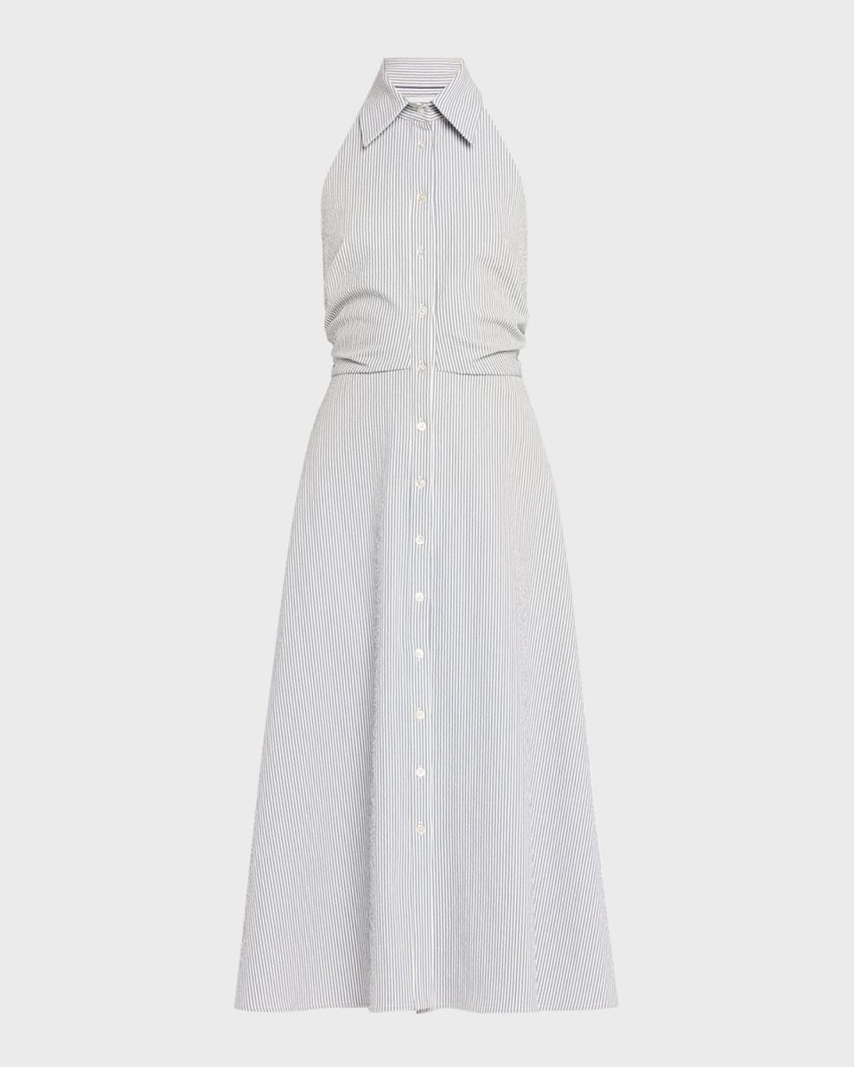 Mackey Sleeveless Seersucker Midi Dress