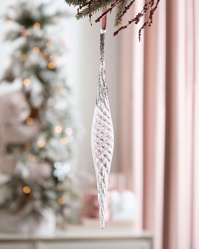 Clear Icicle Glass Ornament