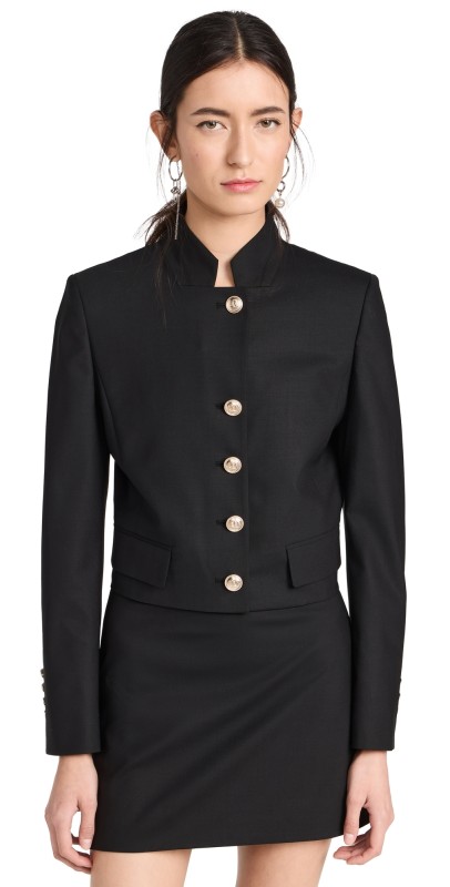Juun. J Wool Blended Standup Collar Cropped Jacket Black