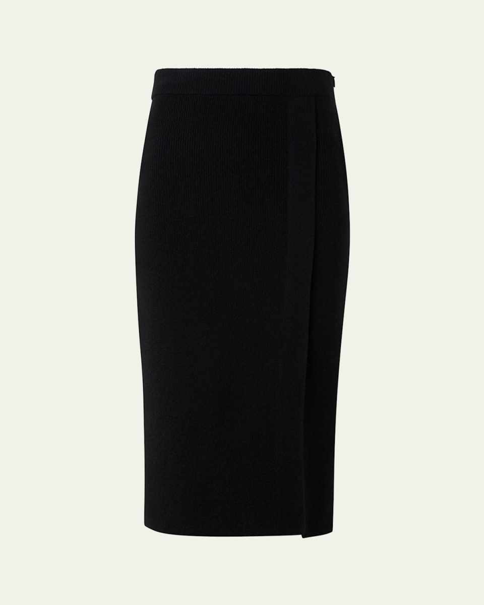 Ribbed Cashmere Midi Tube Skirt