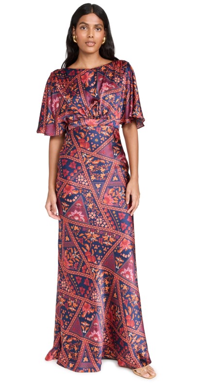 SALONI Winona Dress Alam Patchwork Navy