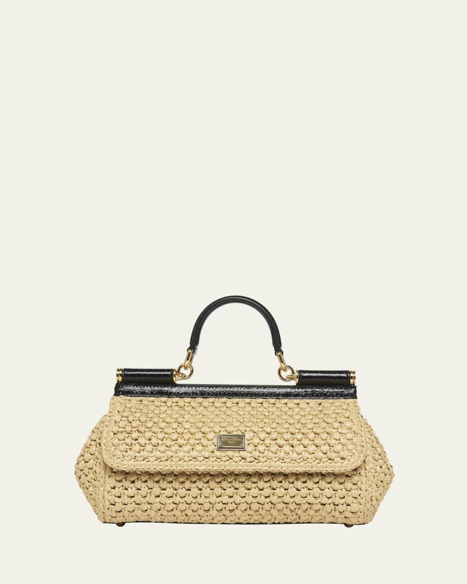 Sicily Medium Python & Raffia Top-Handle Bag
