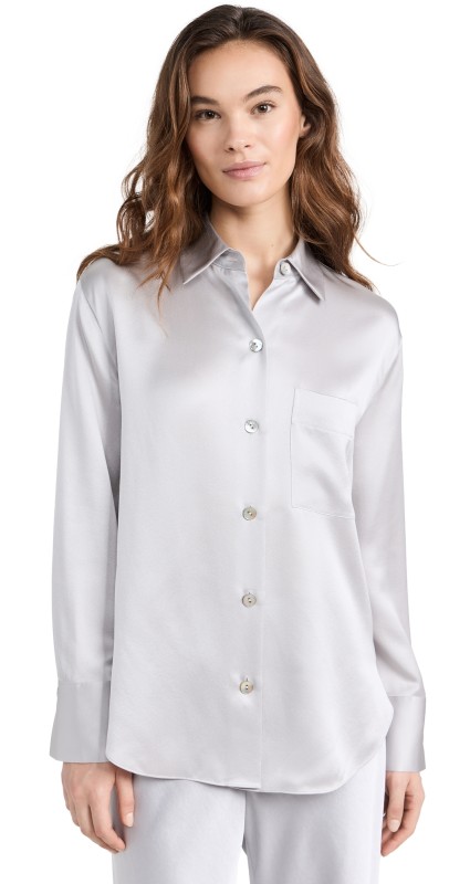 Vince Relaxed Chest Pocket Blouse Silverstone