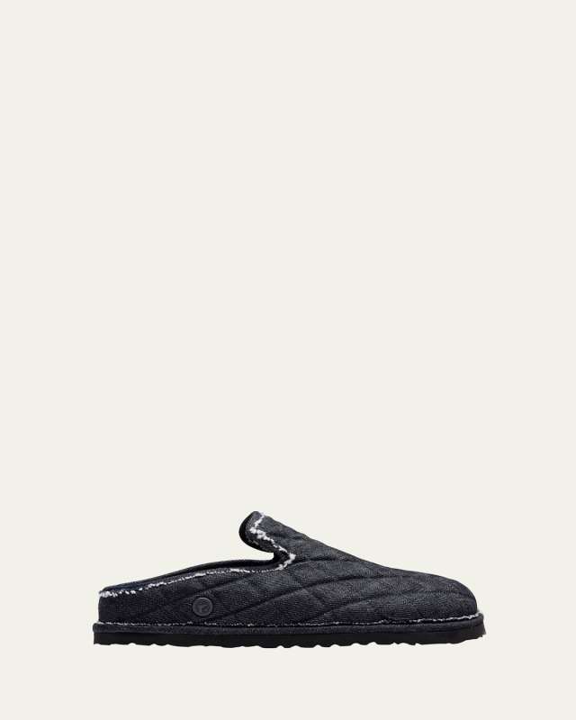 Eliscu Quilted Denim Slide Mules