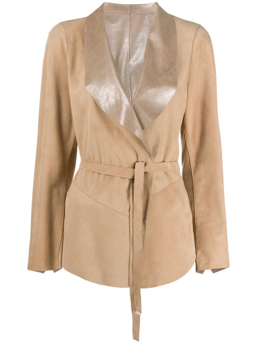 shawl lapels belted jacket
