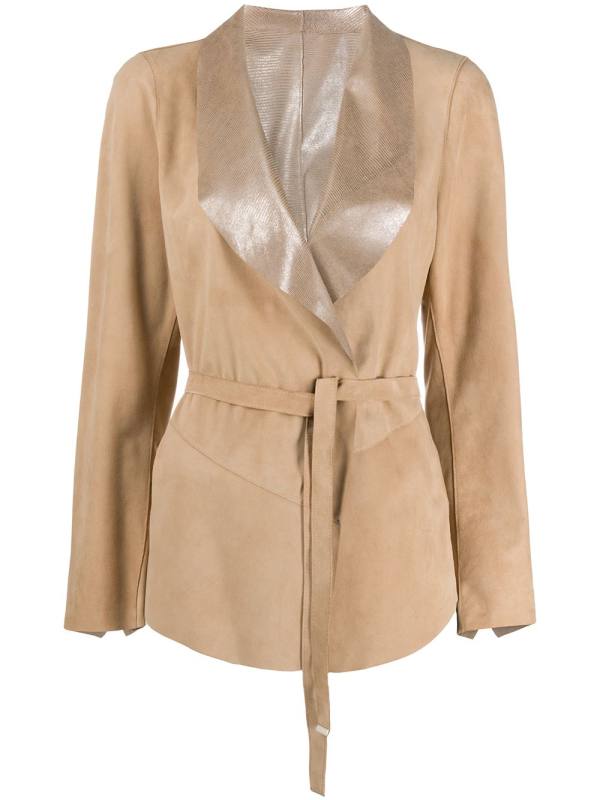 shawl lapels belted jacket