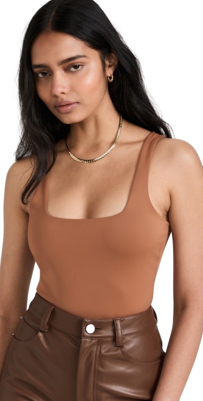 Good American Modern Tank Thong Bodysuit Rust001