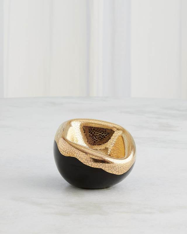 Squished Golden Crackle Bowl, Small