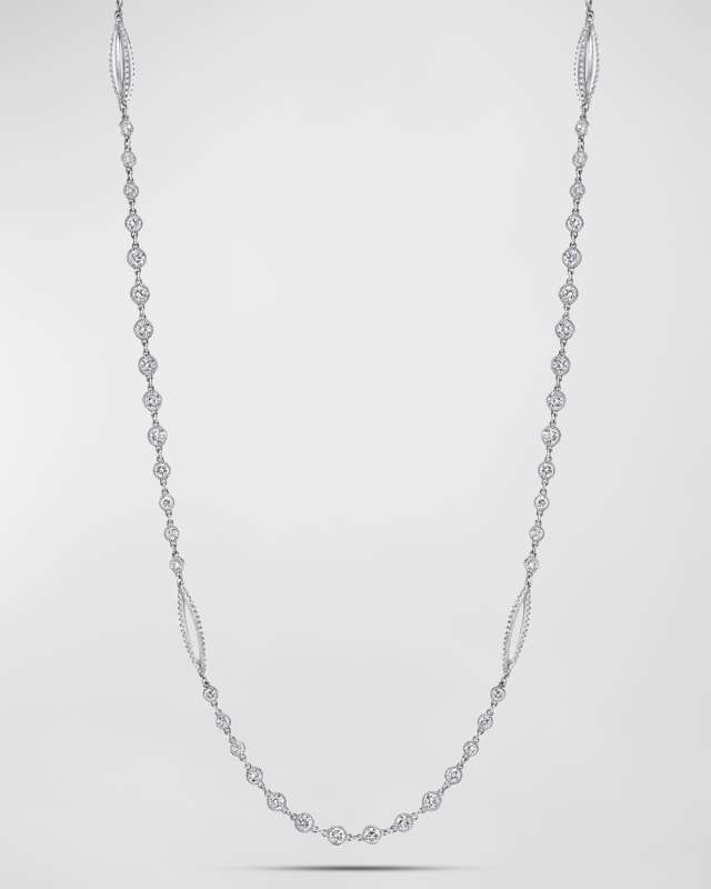 Platinum Handmade Diamond Necklace with Oval Sphere Stations, 16"L, 16.46tcw
