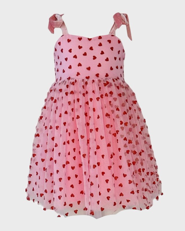 Girl's Pink Hearts Tank Dress, Size 2-14