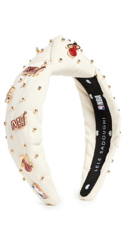 Lele Sadoughi Lele x Miami Heat Embellished Headband Ivory 100