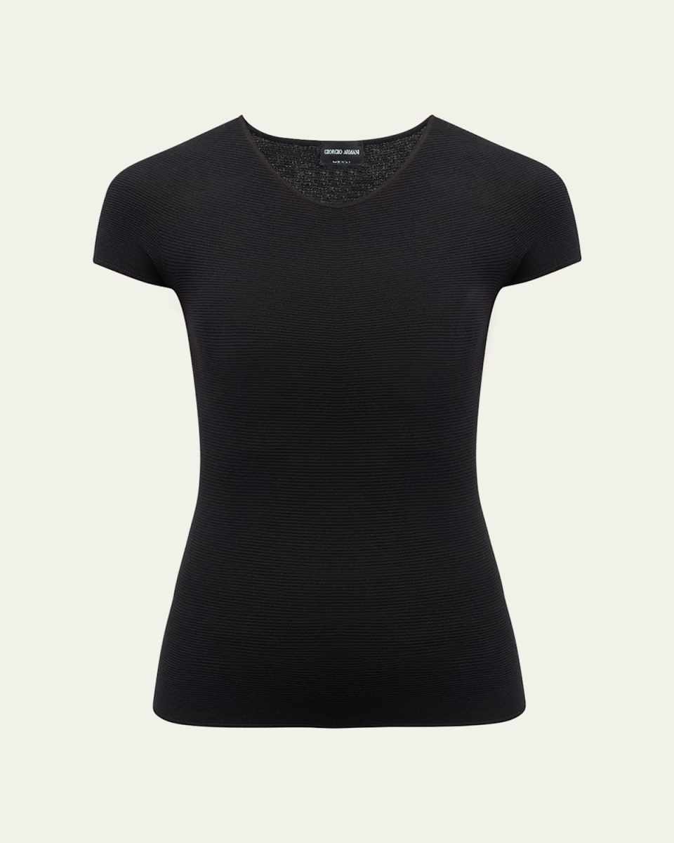 Scoop-Neck Short-Sleeve Tee, Black