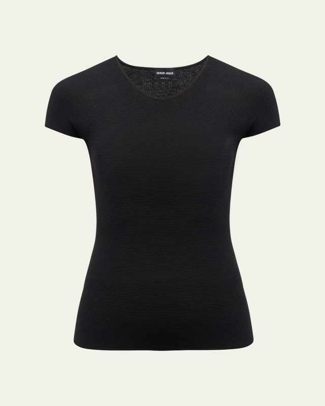 Scoop-Neck Short-Sleeve Tee, Black