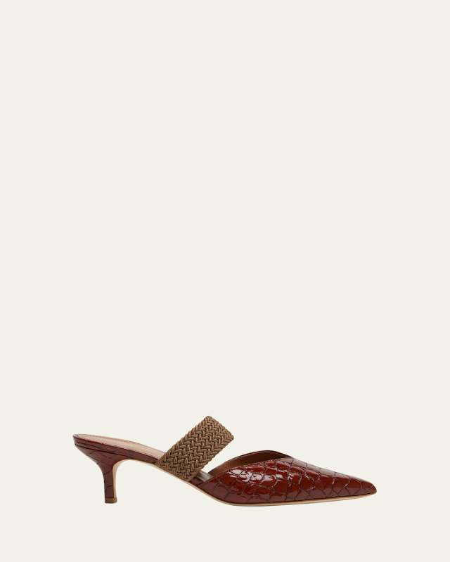 Maisie Mock-Croc Leather Mules