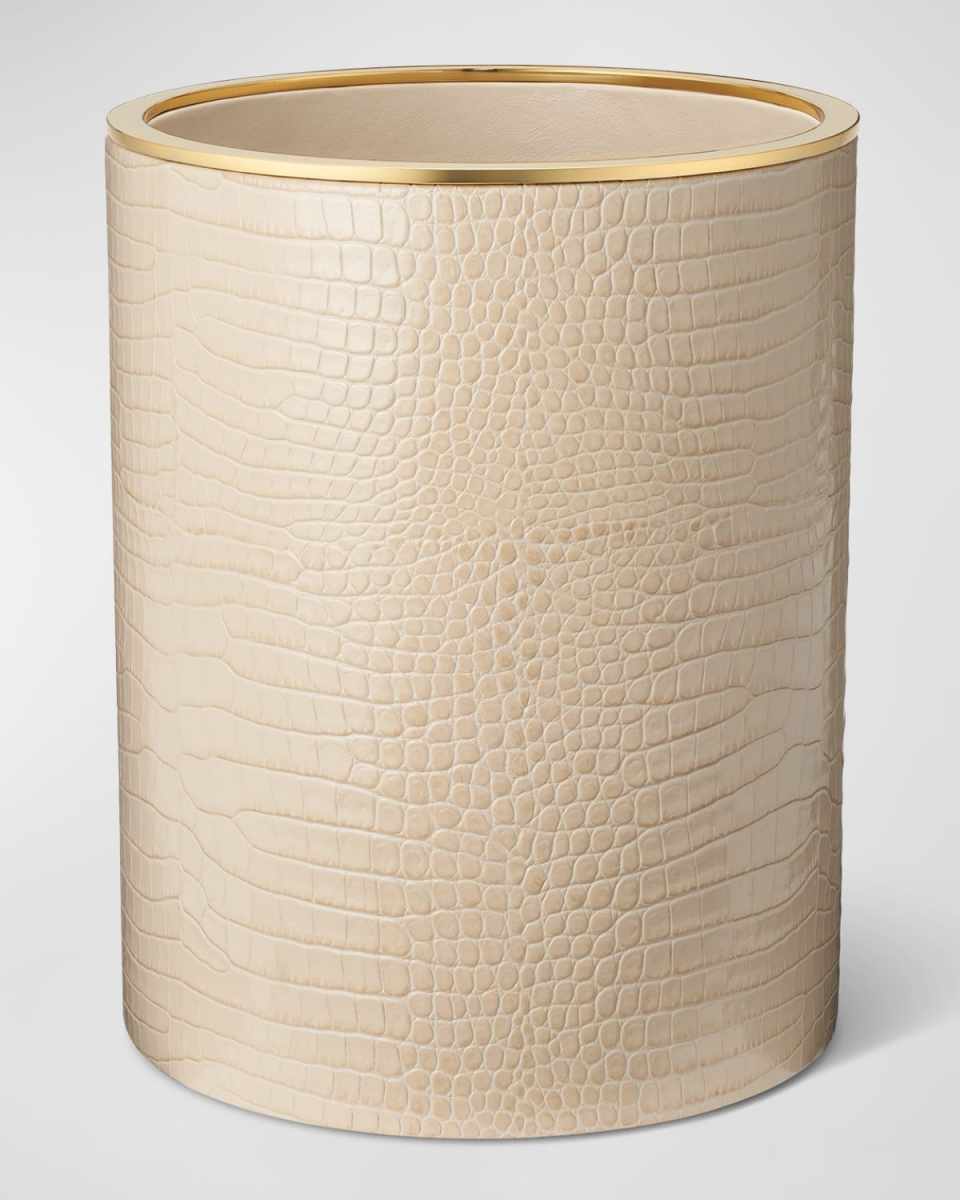 Classic Croc-Embossed Leather Wastebasket
