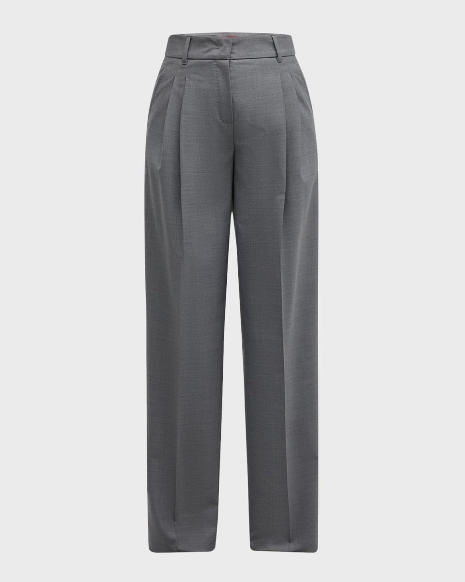 Juanita Pleated Straight-Leg Pants