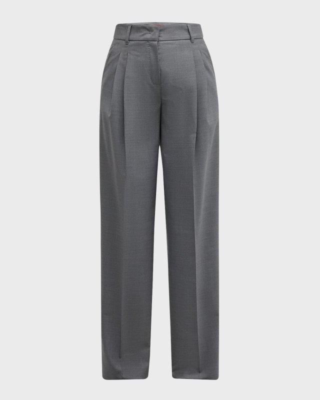Juanita Pleated Straight-Leg Pants