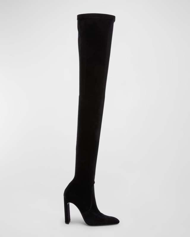 Auteuil Velvet Over-the-Knee Stilleto Boots