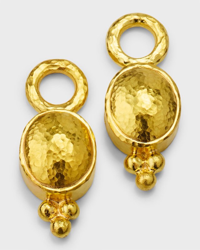 19K Yellow Gold Shallow Dome Earring Pendants