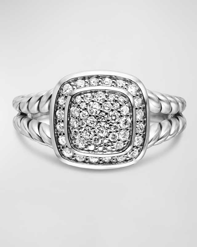 Petite Albion Ring with Diamonds in Silver, 7mm