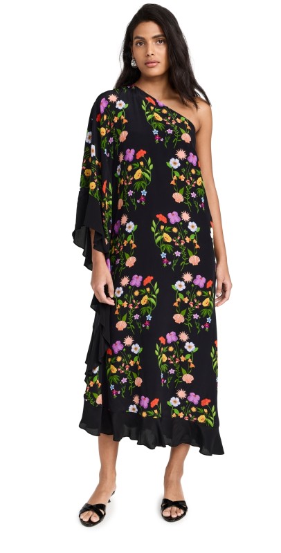Borgo de Nor Ginger Crepe Dress Terrazo Flower Black