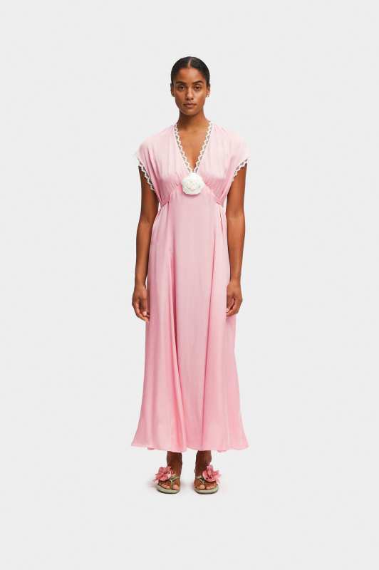 Sleeper The Genus Rosa Satin Dress in Pink