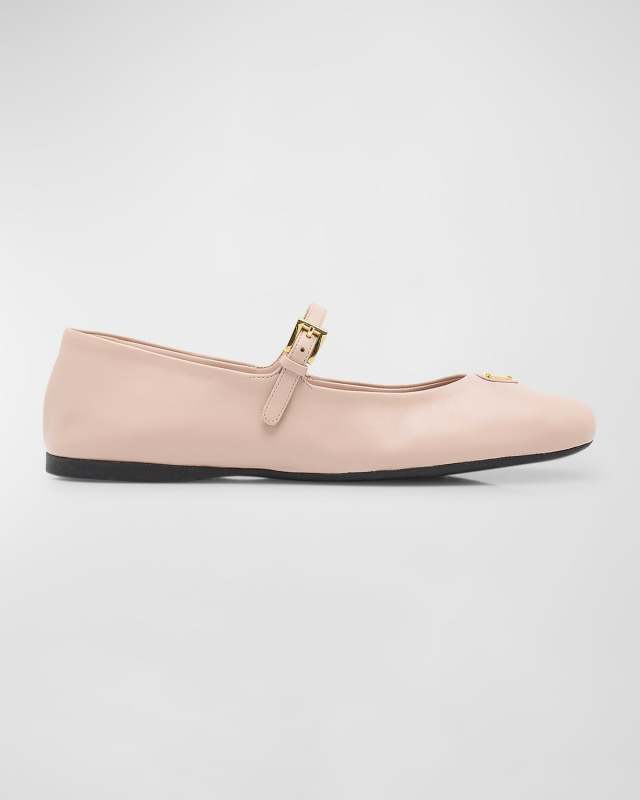 Lambskin Triangle Mary Jane Ballerina Flats