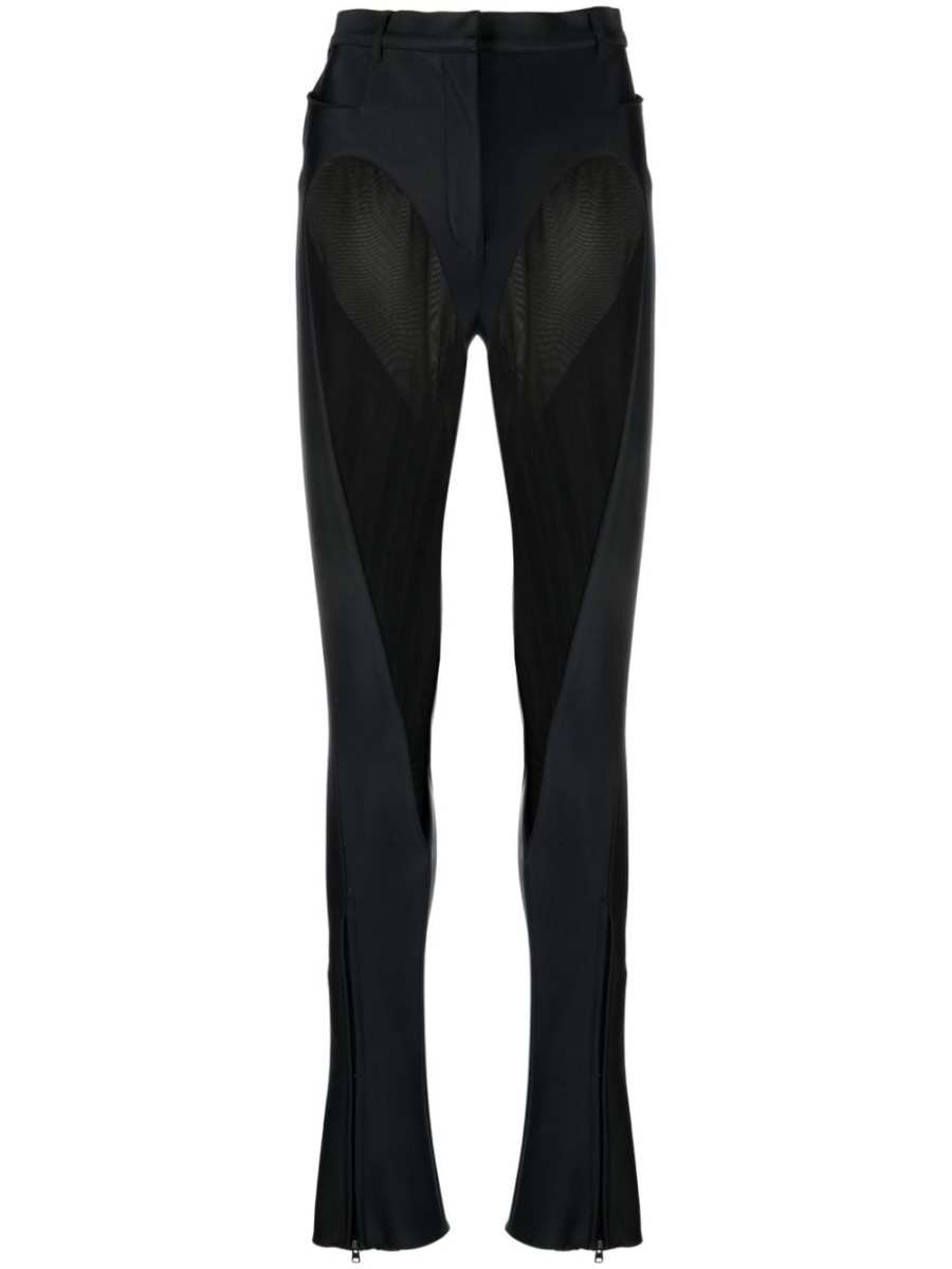 sheer-panel flared trousers