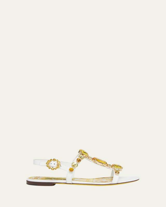 Stone Embellished Leather Sandals
