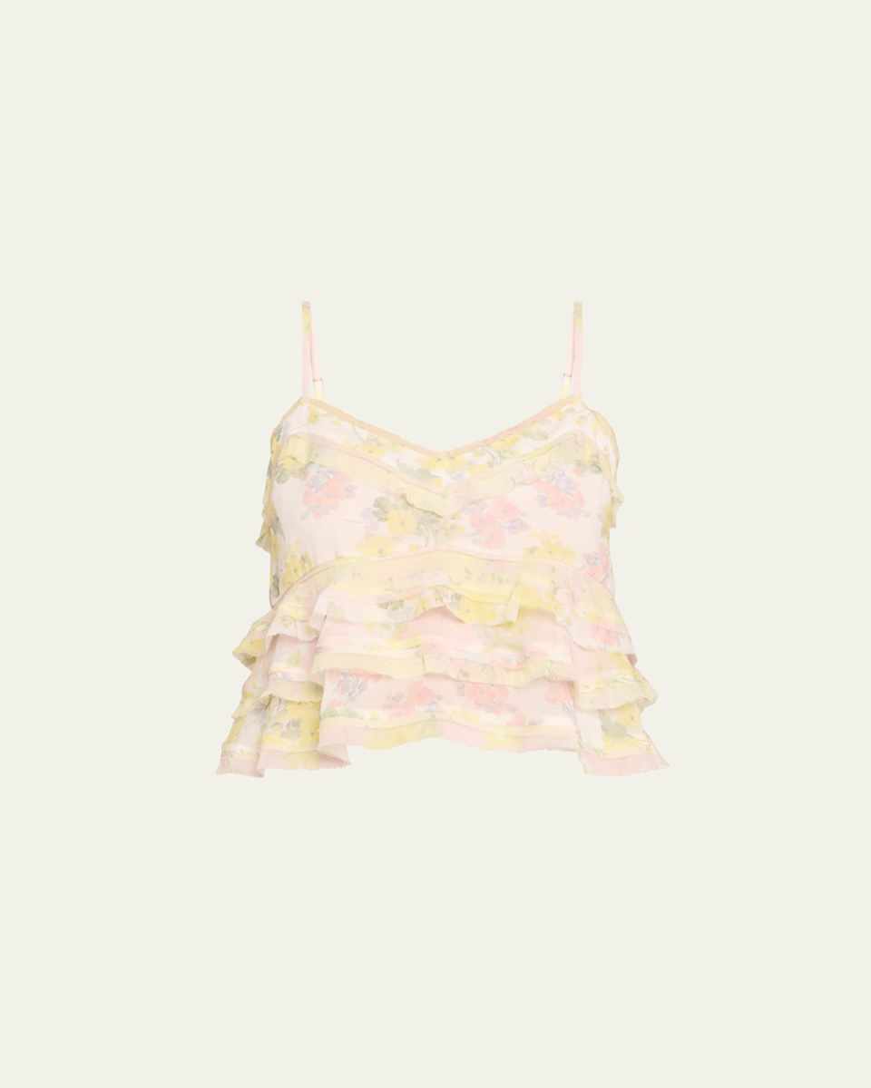 Napoli Chiffon Mixed-Print Cami Top