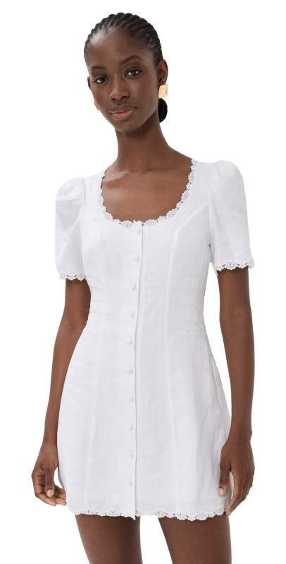 Reformation Anabella Linen Dress White
