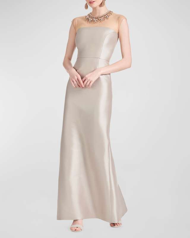 Irina Jewel-Embellished Illusion Gown