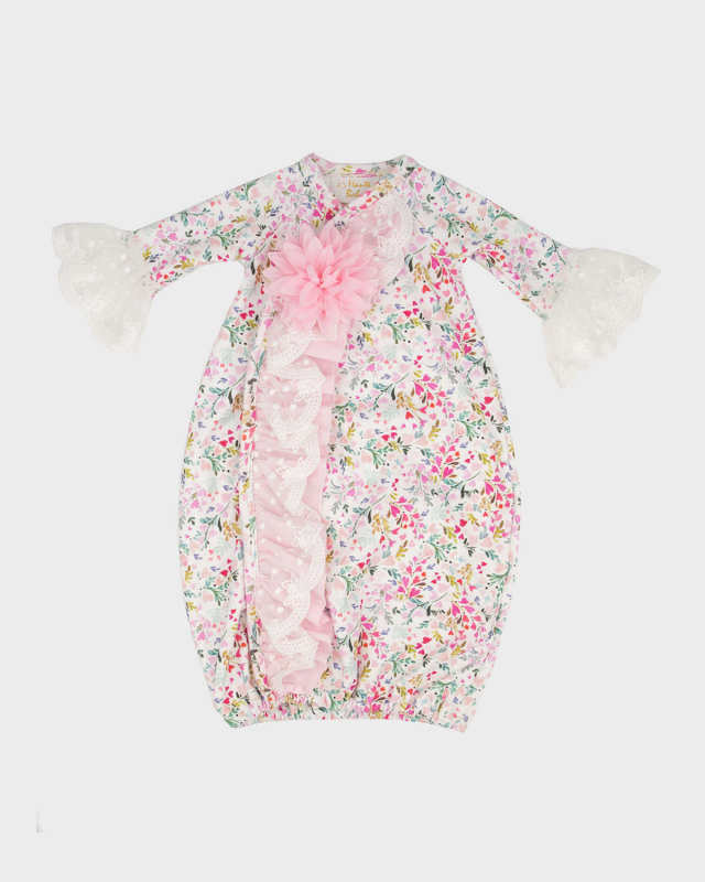 Girl's Pinkalicious Floral Lace Nightgown w/ Headband, Size