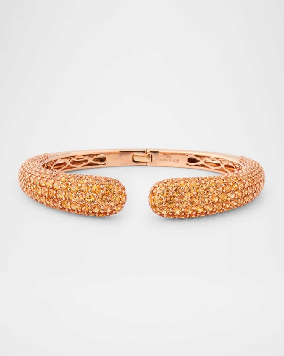 18K Rose Gold Orange Sapphire Bangle Bracelet
