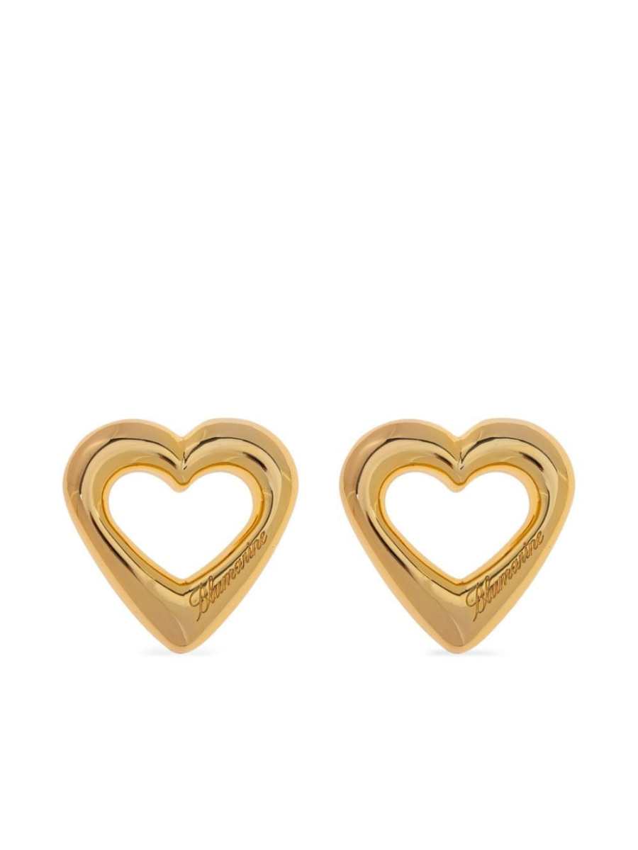 logo-engraved heart earrings