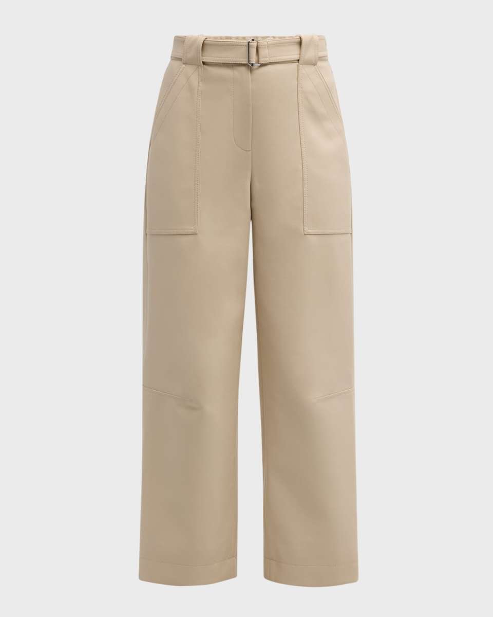 Jenny Belted Straight-Leg Faux Leather Pants