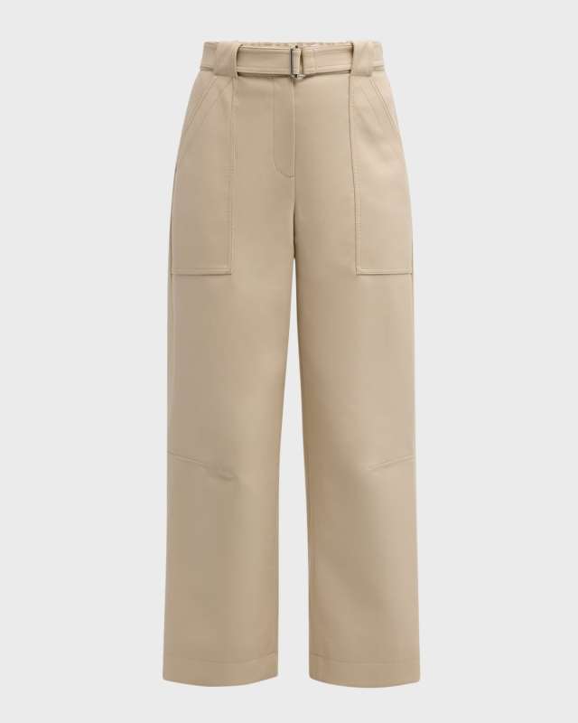 Jenny Belted Straight-Leg Faux Leather Pants