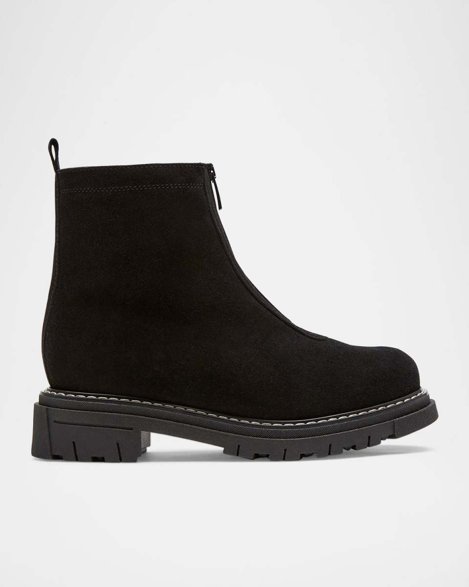 Deon Suede Shearling Zip Booties