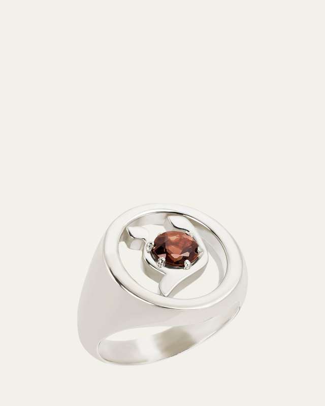 18K Gold Hebrew AYN Initial Signet Ring