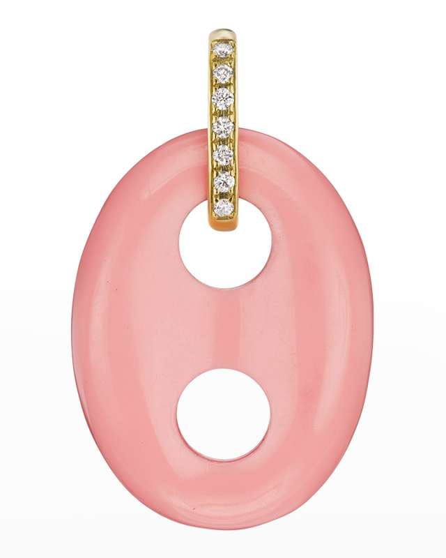 Yellow Gold Mariner Link Charm with Diamond Bale and Coral Stone