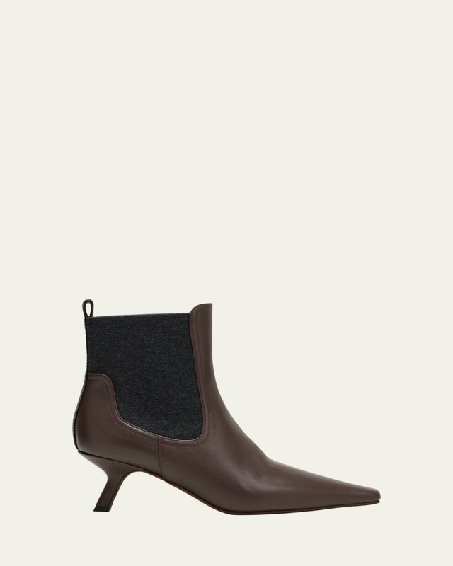 Leather Monili Comma-Heel Ankle Boots