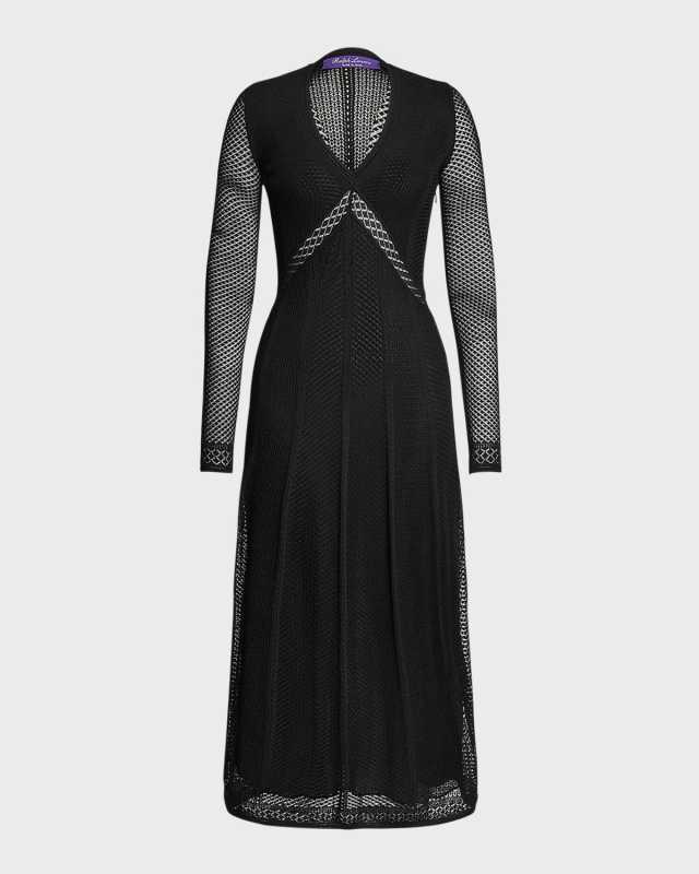 Engineered Pointelle V-Neck Midi Dress