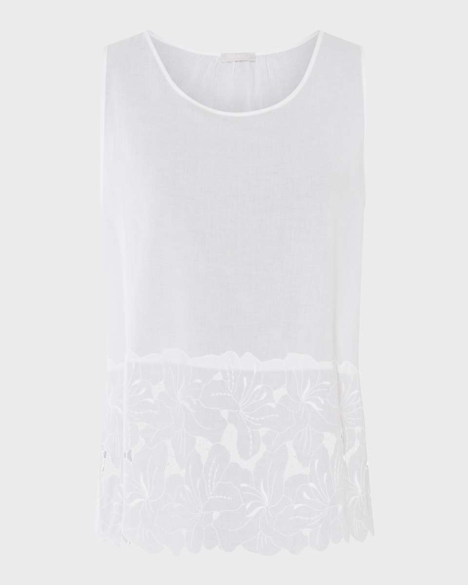 Clara Floral-Embroidered Cotton Tank Top