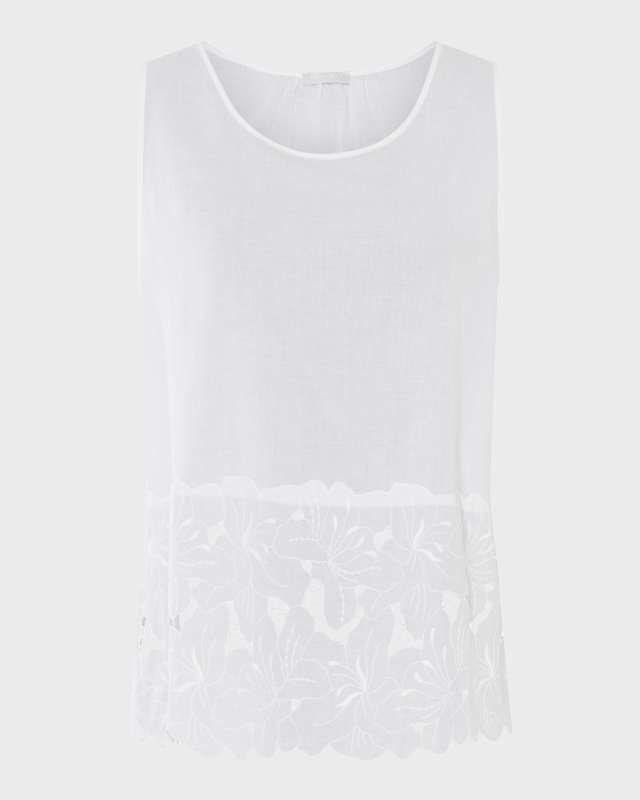 Clara Floral-Embroidered Cotton Tank Top