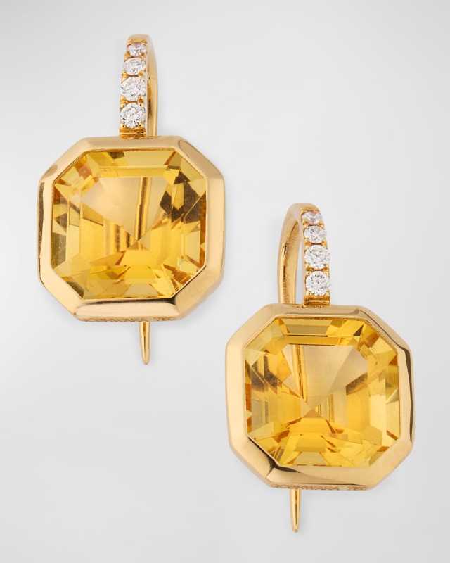 Gossip 18K Yellow Gold Citrine and Diamond Earrings on Wire