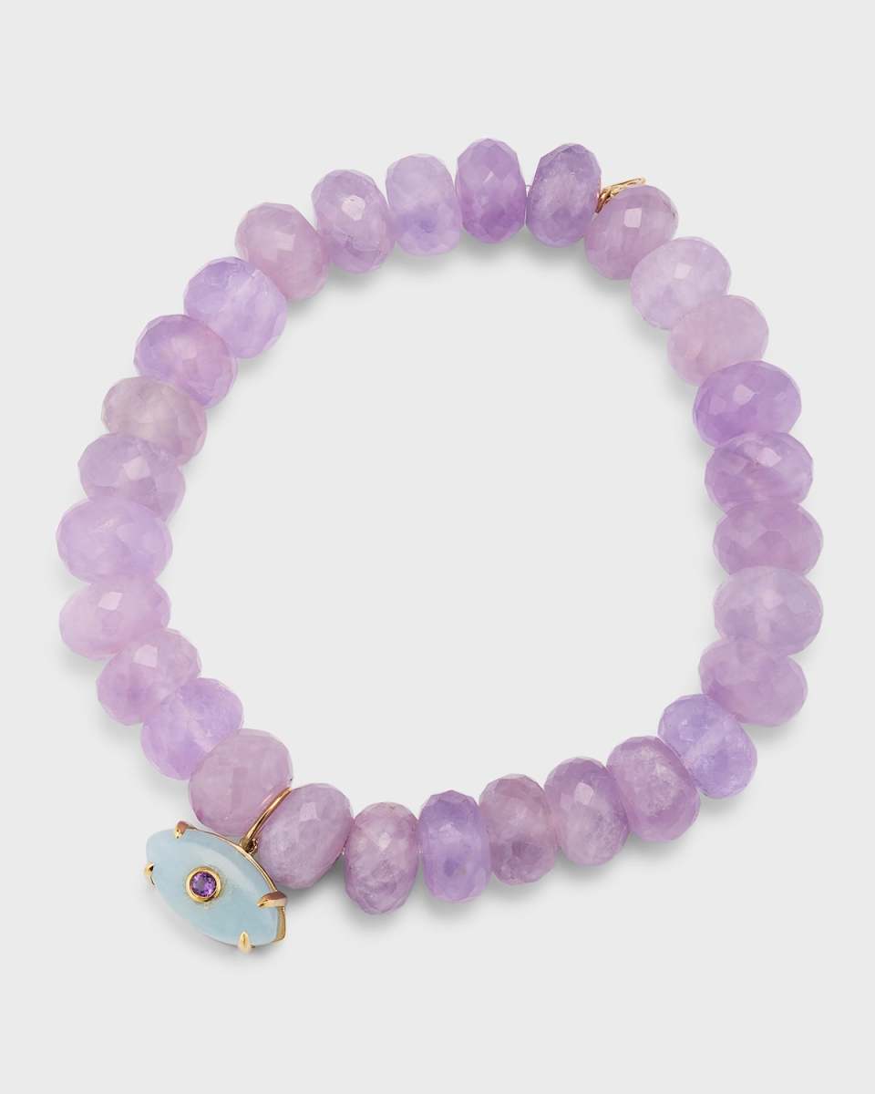 Aquamarine Charm and Lavender Amethyst Bead Bracelet