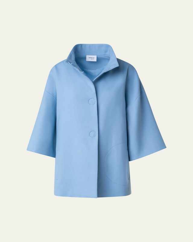 Wool Tricotine Button-Front Carcoat