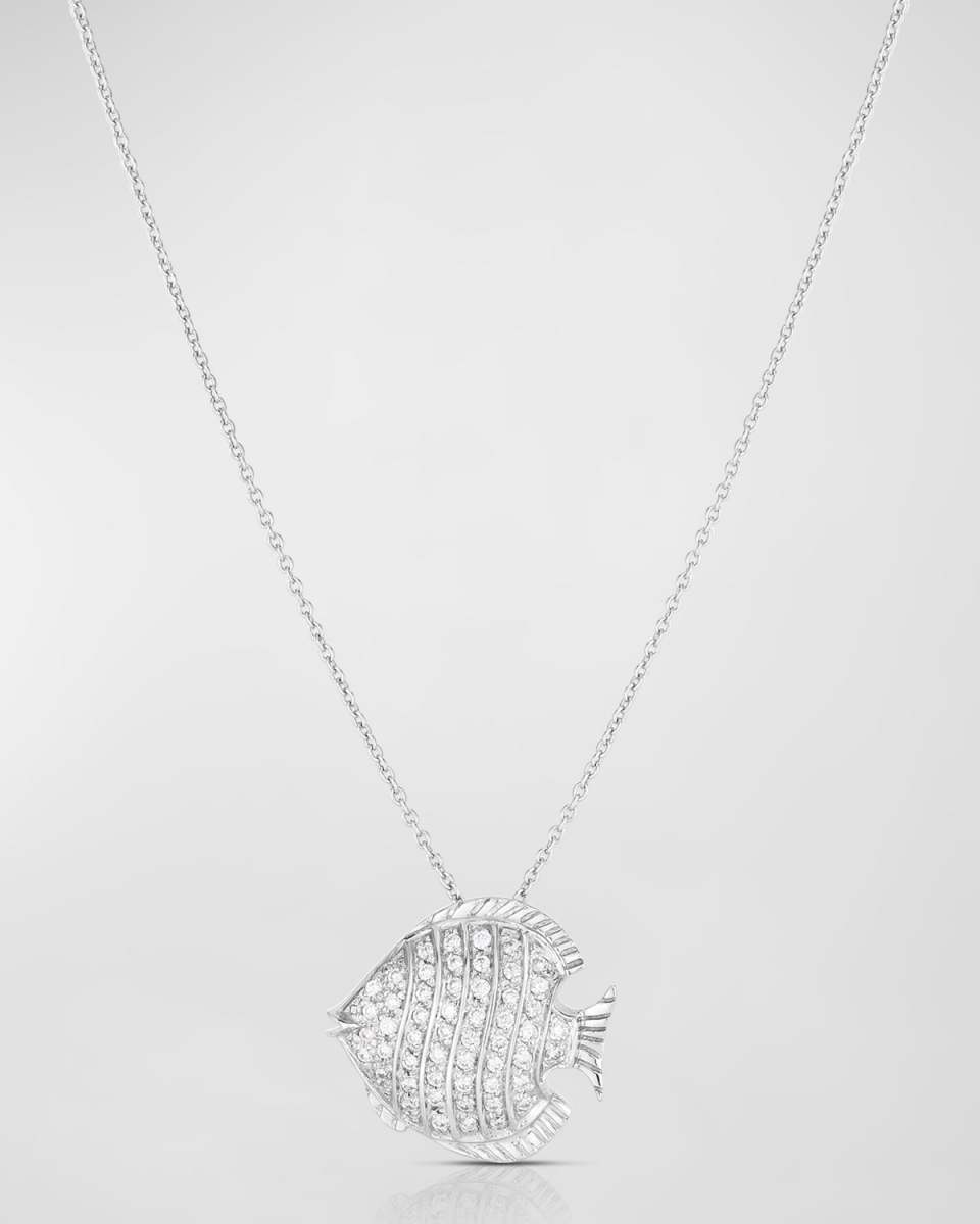 Fish Tiny Treasure Necklace in White Gold
