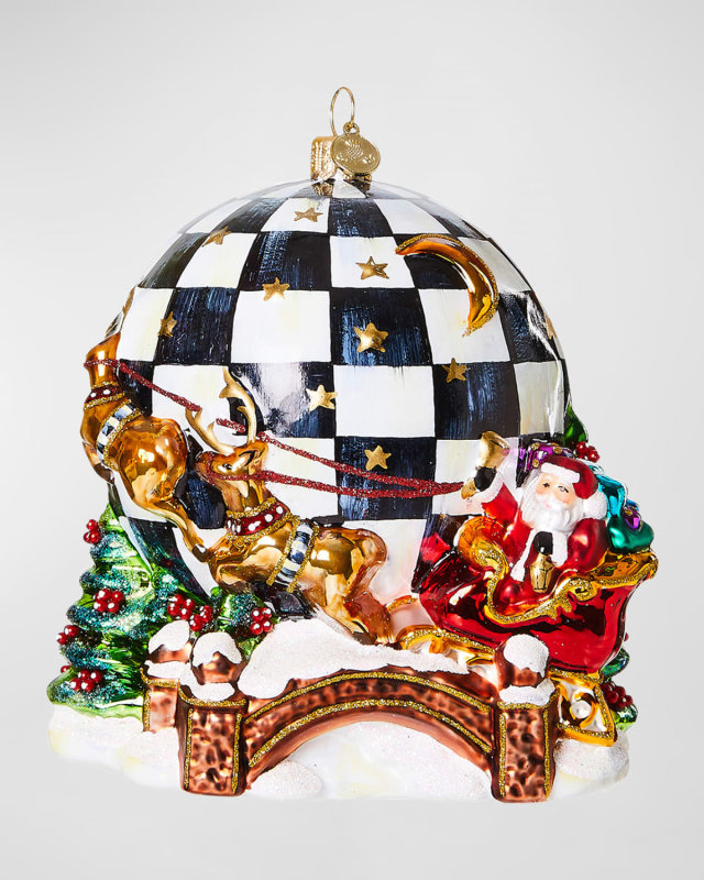 Around The World Santa Glass Ornament