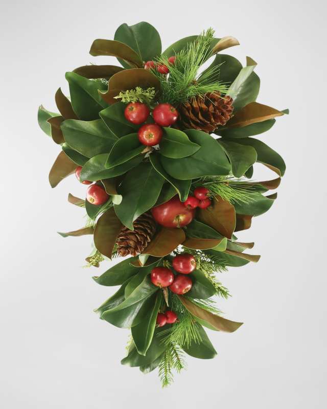 Magnolia Leaf and Apple Cone Door Spray